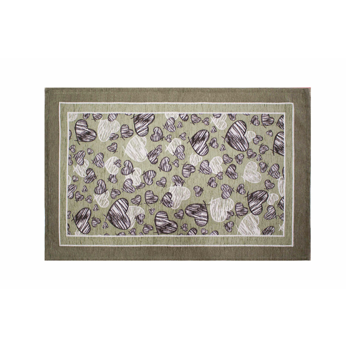 TAPPETO DA CUCINA DIS.MEDODY VERDE CENERE 57X85 CM CON ANTISCIVOLO