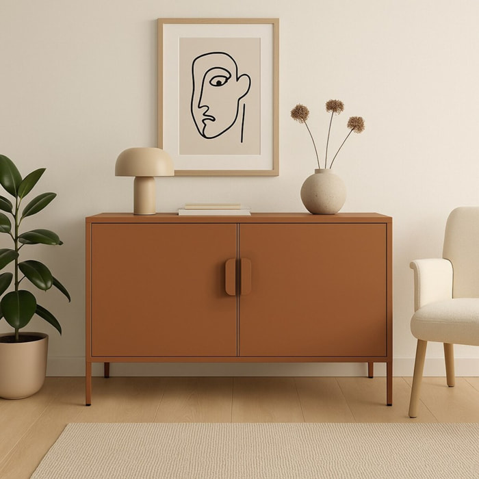 Credenza in metallo 2 ante 100x40x72cm mattone - Pop