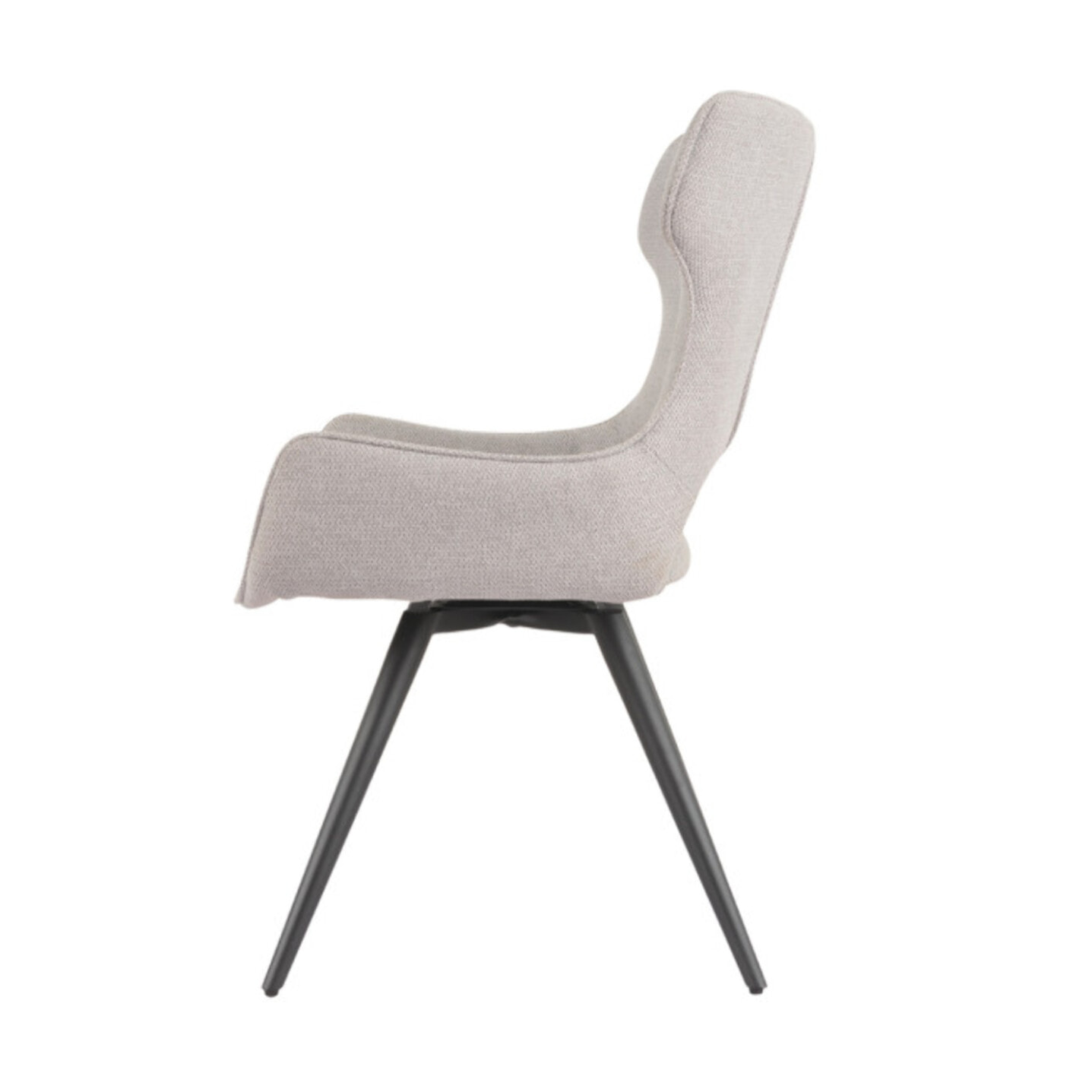 Chaise rotative 180° en tissu doux et pieds en métal noir - SUZIE