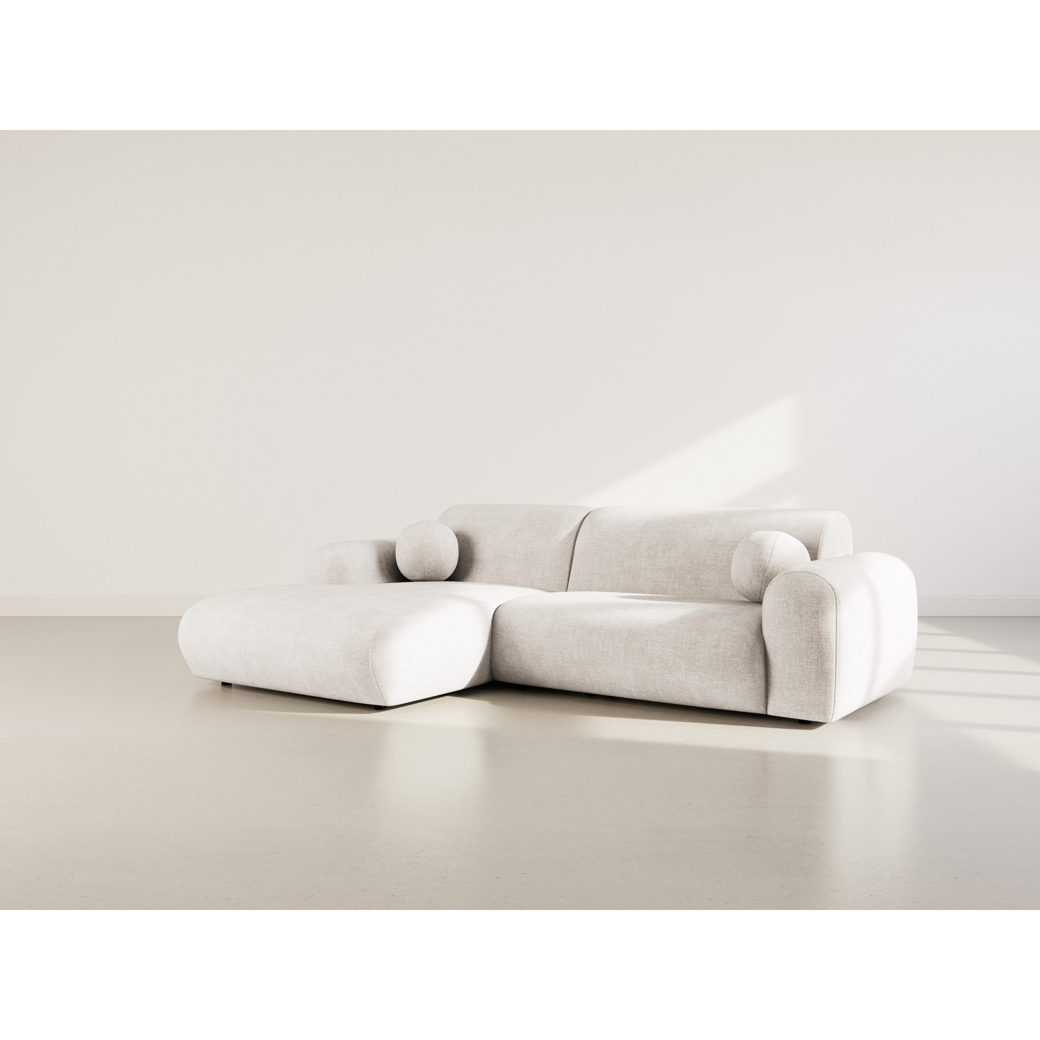 Louise - Canapé d'angle gauche 4 places en velours texturé - Beige