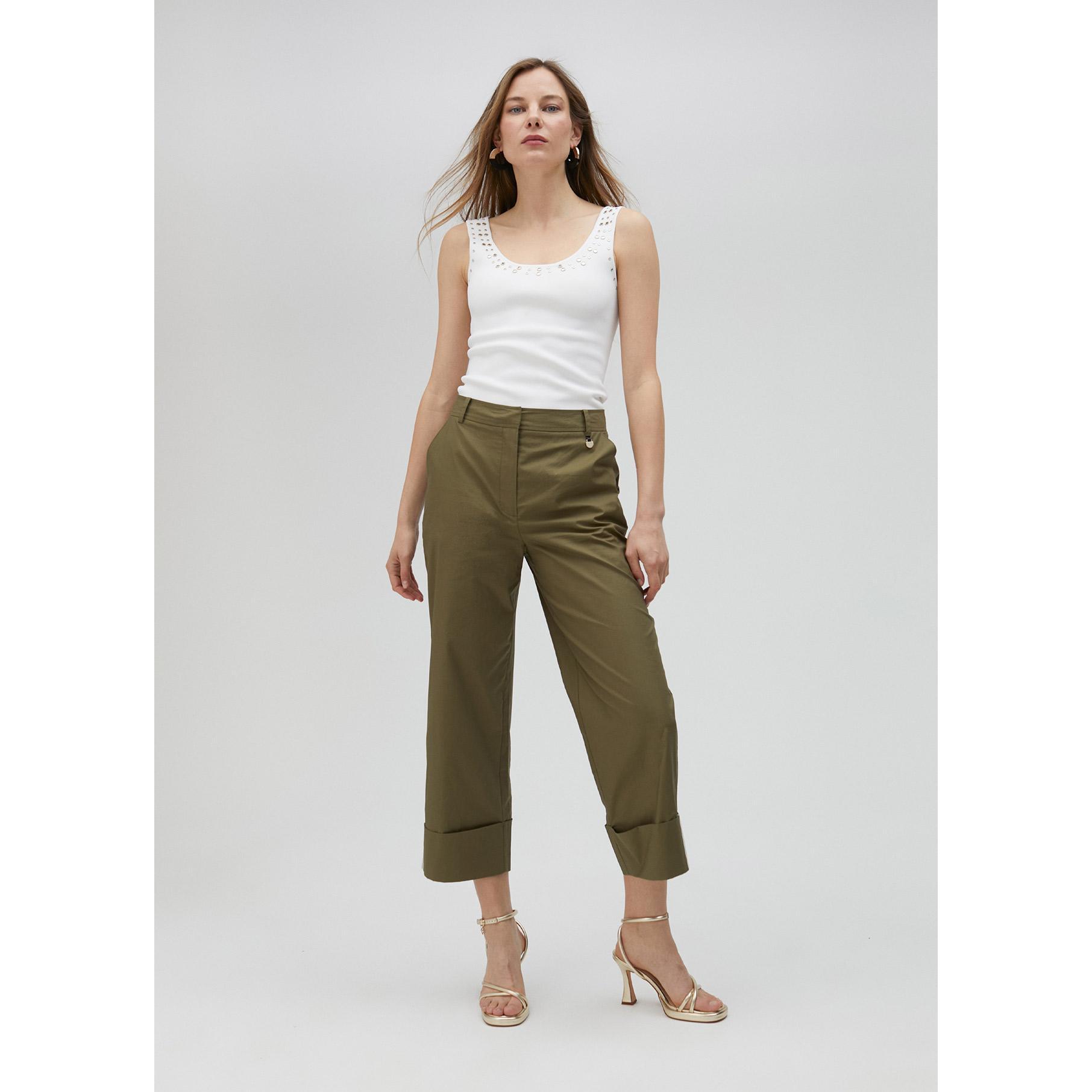 Pantaloni popeline orlo risvolto