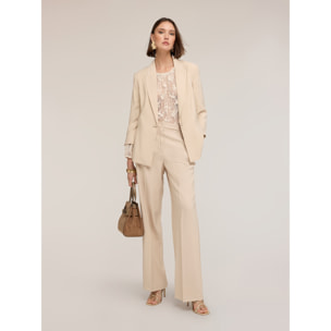 Motivi - Blazer monopetto in tencel con pizzo - Beige