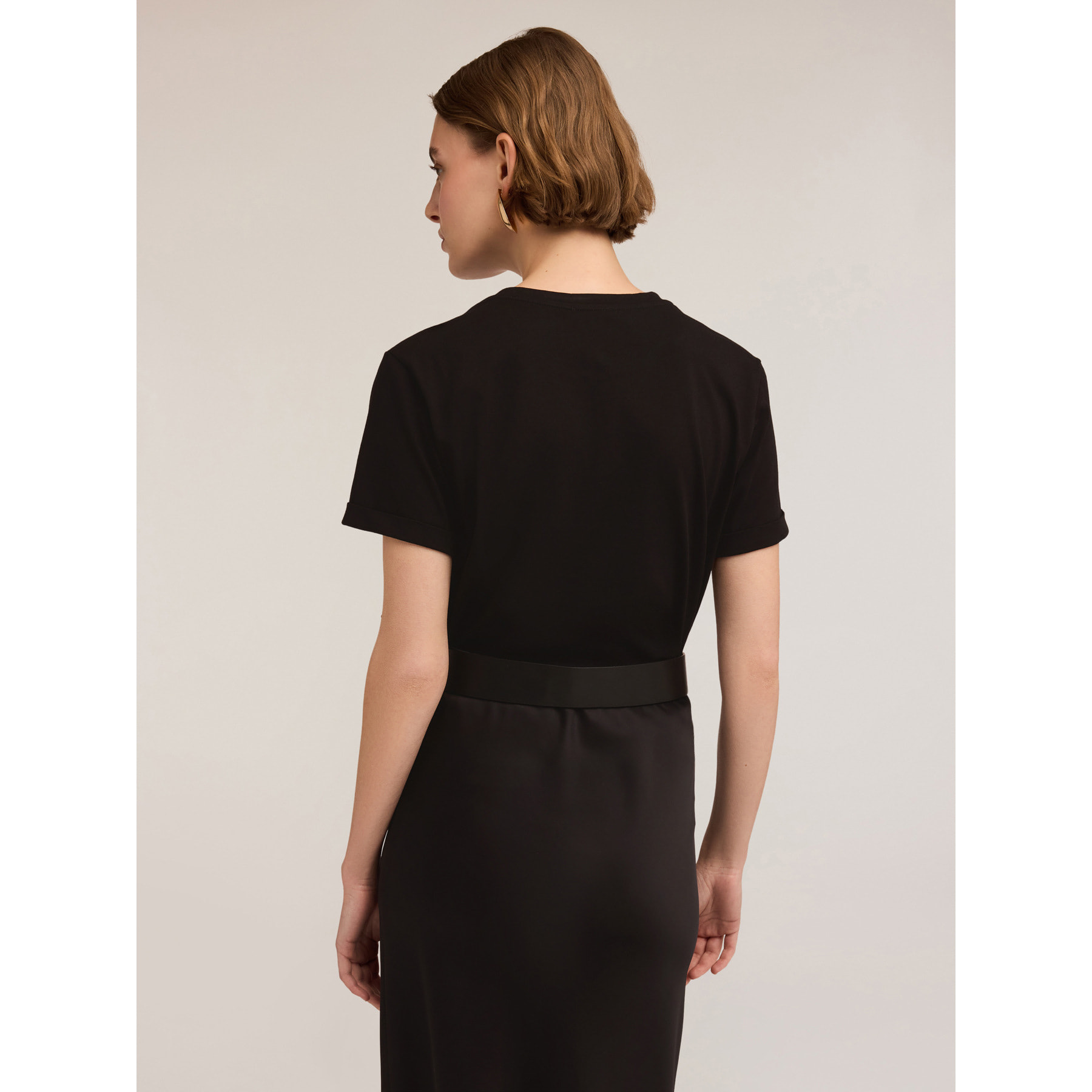 Motivi - T-Shirt mit Boxschnitt und gestickter Aufschrift - Negro