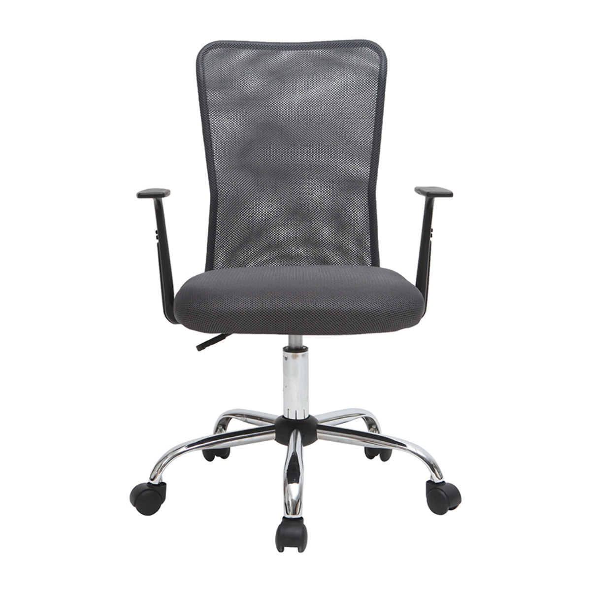 Fauteuil de bureau à roulettes design en mesh gris et acier chromé PLUZ