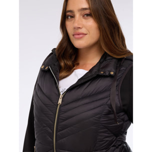 Fiorella Rubino - Piumino smanicato con cappuccio e imbottitura Sorona® Aura - Nero