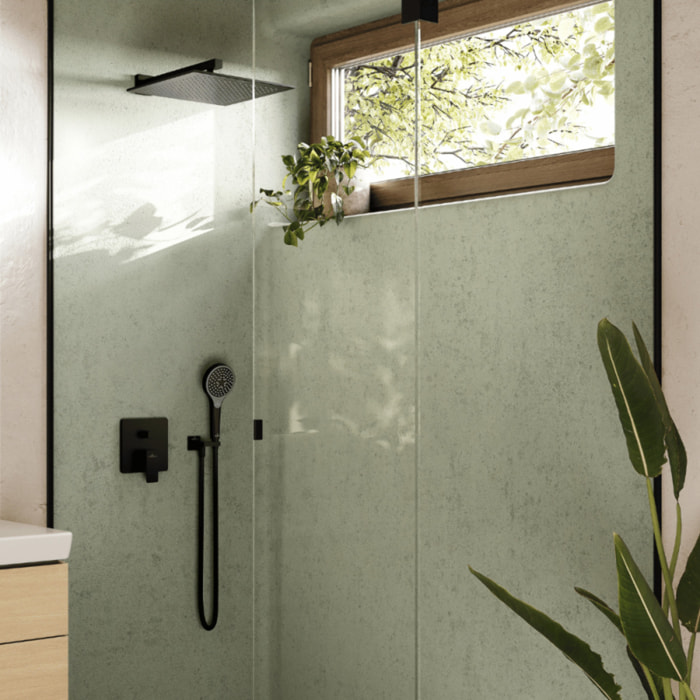 Bras mural pour douche de tête Universal Showers rectangle Noir mat
