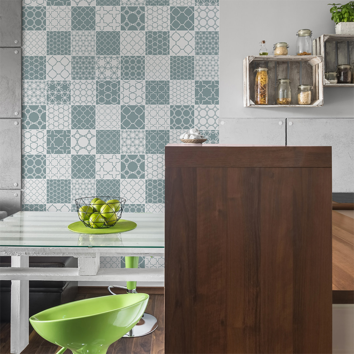 Stickers muraux - Sticker Mural Carrelage adhésif Cuisine Salle de Bain - 60 STICKERS CARRELAGES SCANDINAVE KVASIR