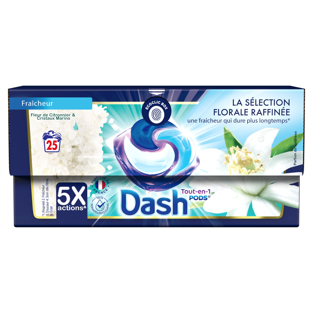 4x25 Pods Tout-en-1 Fleur De Citronier, Lessive en Capsules Dash