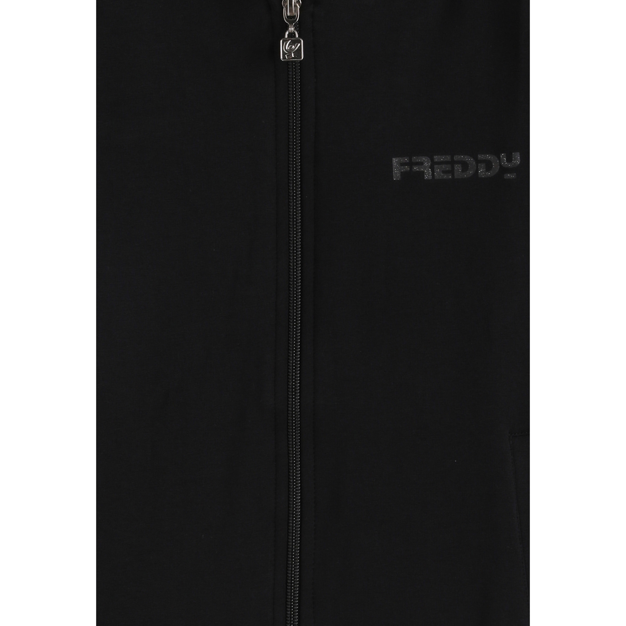 Tuta bambina con bande laterali, cappuccio e zip