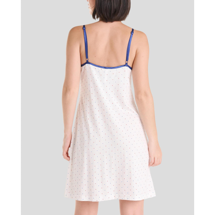 Camisón corto mujer topitos con tirantes suave