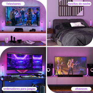 Conjunto de Lámparas de Mesa Inteligente Lámparas de Mesa LED con Control Remoto App Bluetooth Sincronización con Música y Temporizador para Salón Sala de Juegos Dormitorio Blanco