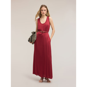 Motivi - Vestido oversize en raso de viscosa - Burgundy