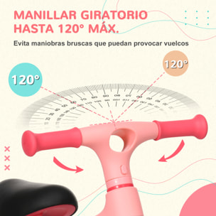 Bicicleta sin Pedales para Niños de 18-36 Meses Bicicleta de Equilibrio con Asiento Ajustable en Altura Carga 25 kg 67,5x32x44 cm Rosa