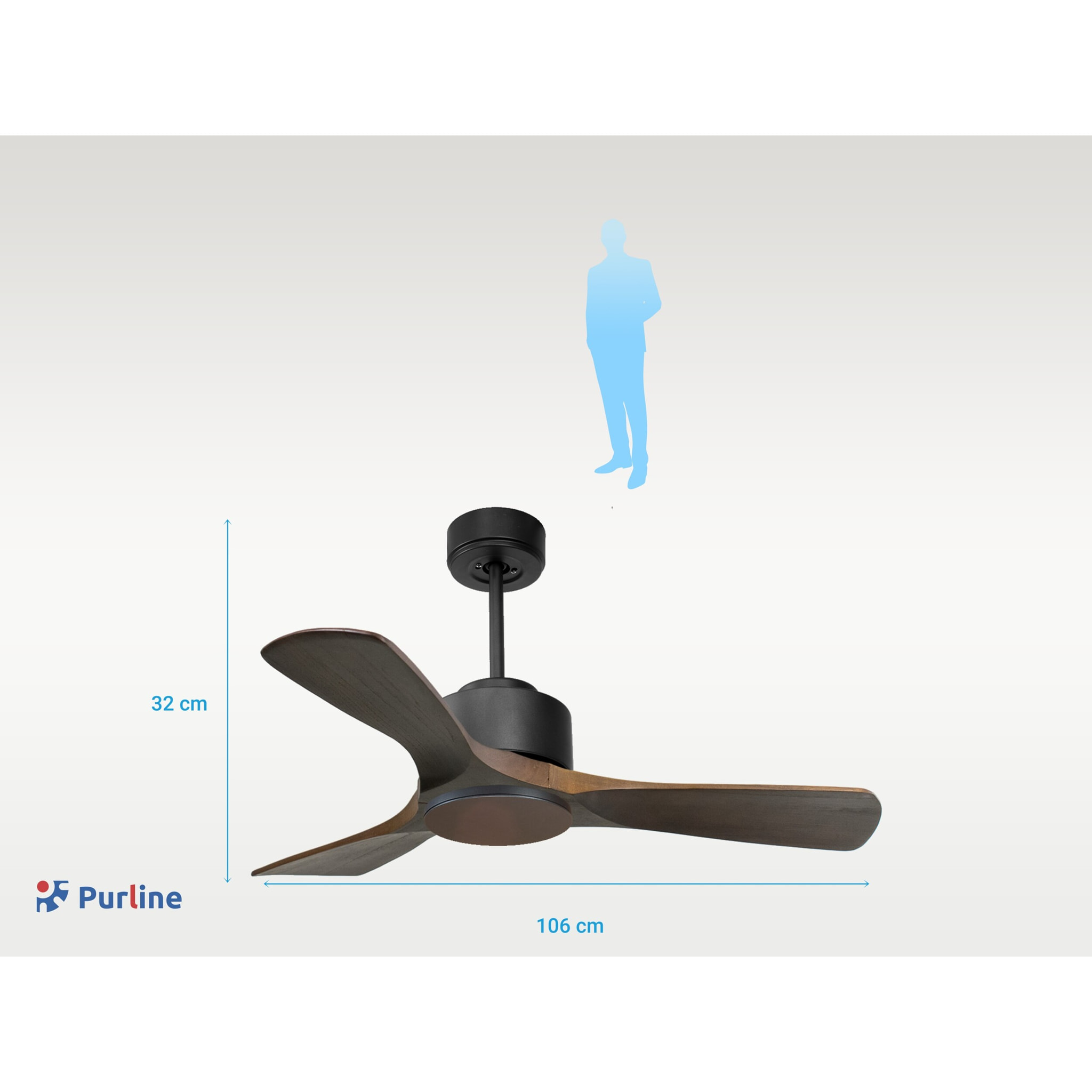 Ventilateur de plafond ø106 cm avec Wifi Réversible Hypersilence 40   W Noir