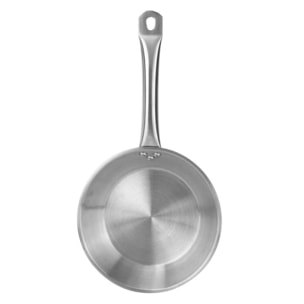 set de batería de cocina de 7 piezas y sartenes en acero inoxidable ø20 y ø24 x5cm, aptas para inducción y sin antiadherente