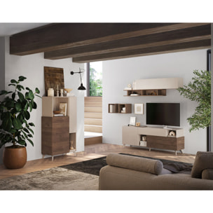 Estelle - meuble tv - 2 portes et 1 tiroir - 181 cm - Marron / Blanc