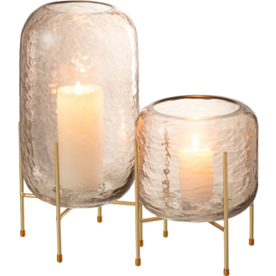 J-Line vase Rond Sur Pied - verre - marron/or - large - 36.5 cm de hauteur
