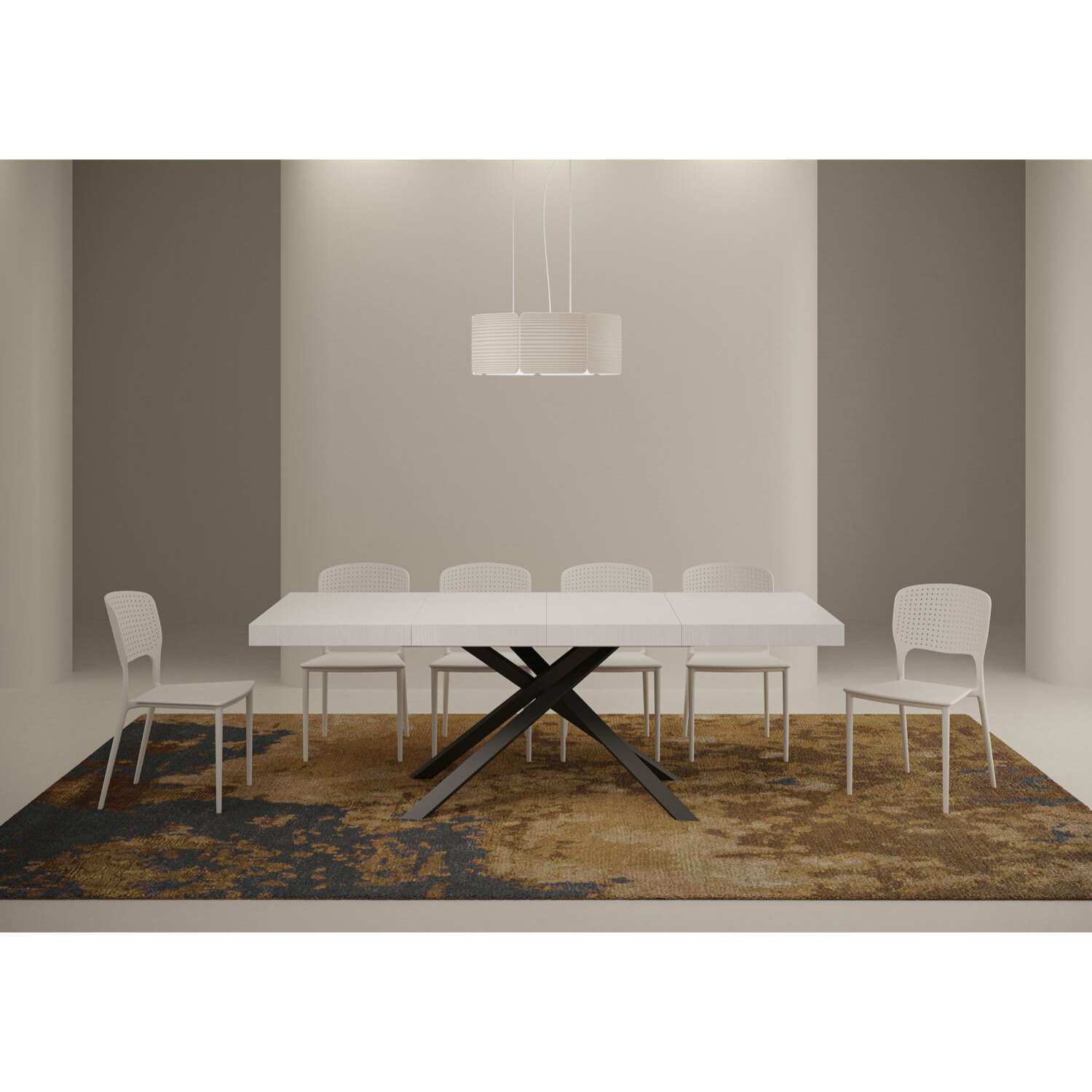 Mesa extensible 90x120/224 cm Karida Premium fresno blanco patas antracita