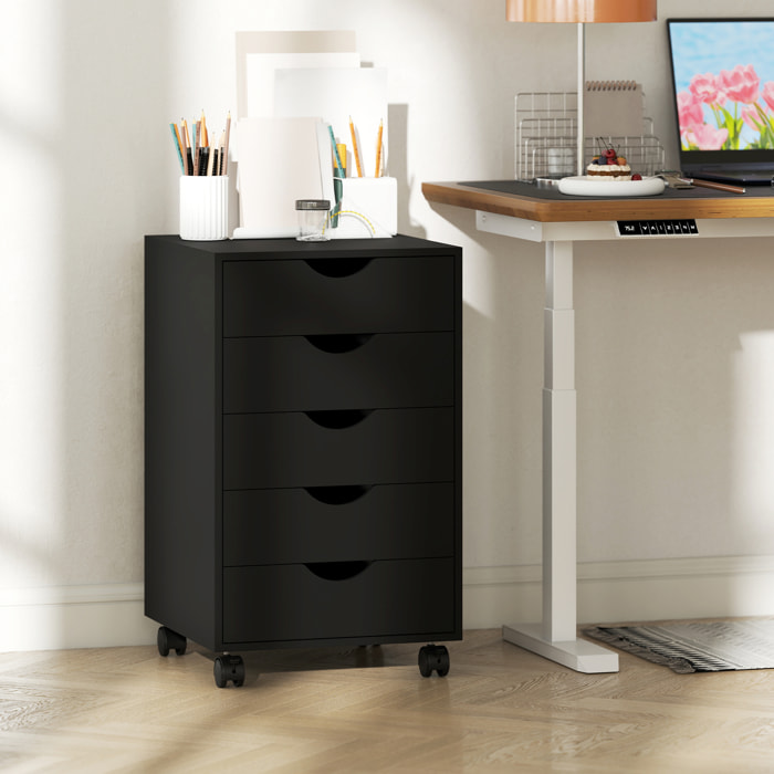 Caisson bureau 5 tiroirs mobile dim. 40x40x67cm noir