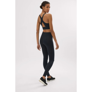 Leggings sportivi lunghi neri a compressione per pancia piatta