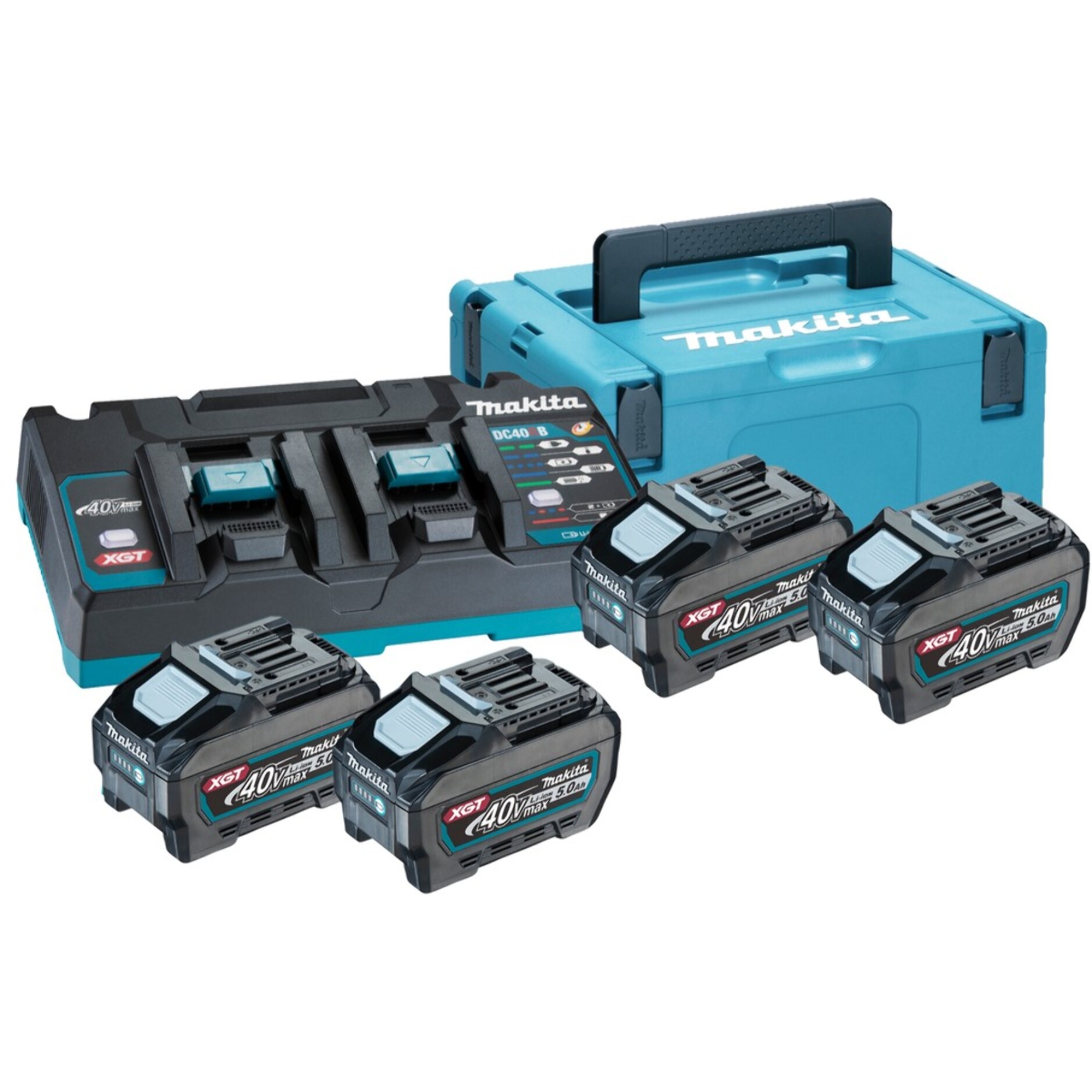 Makita 40V Li-ion MAX Juego de 4 baterías 5.0Ah - Cargador - Mbox - 191U42-2