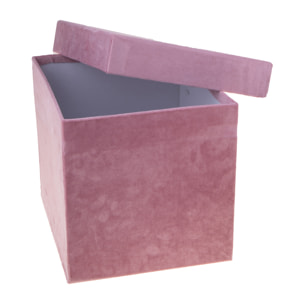 Set di 2 Scatole Quadrate Velluto - Pezzi 1 - Colore Rosa - 23,5x23,5Hx23,5cm - Bianchi Dino