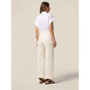 Oltre - Pantaloni palazzo misto lyocell - Bianco