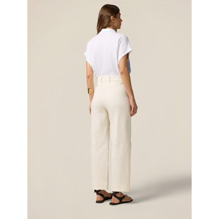 Oltre - Pantaloni palazzo misto lyocell - Bianco
