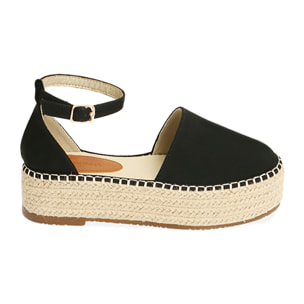 Espadrillas nere in canvas, platform 4,5 cm