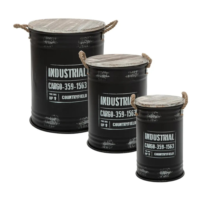 Coffre Bidon Noir x 3 Industrial