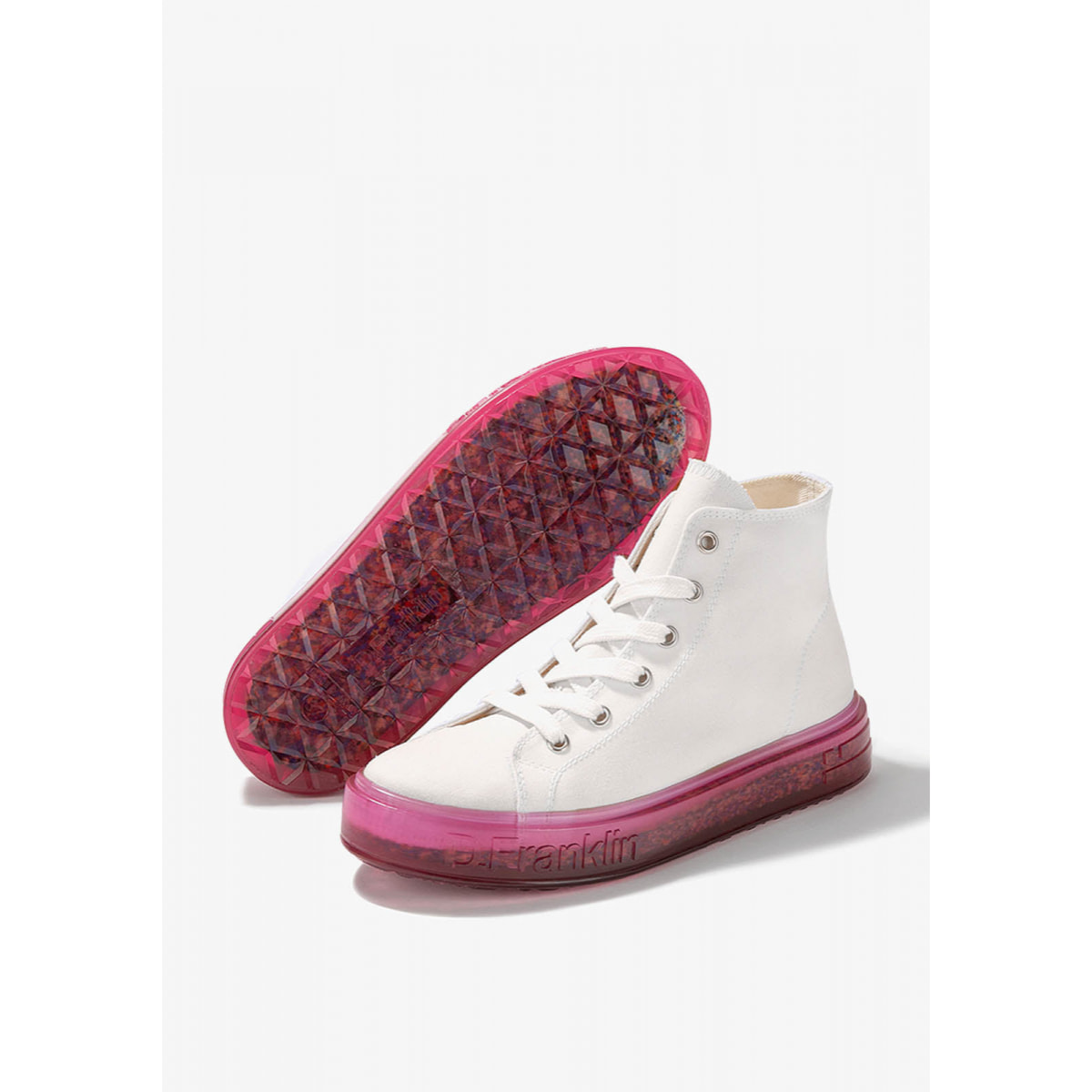 Zapatillas Altas de Mujer  Gumme Superstar color blanco y suela rosa D.Franklin