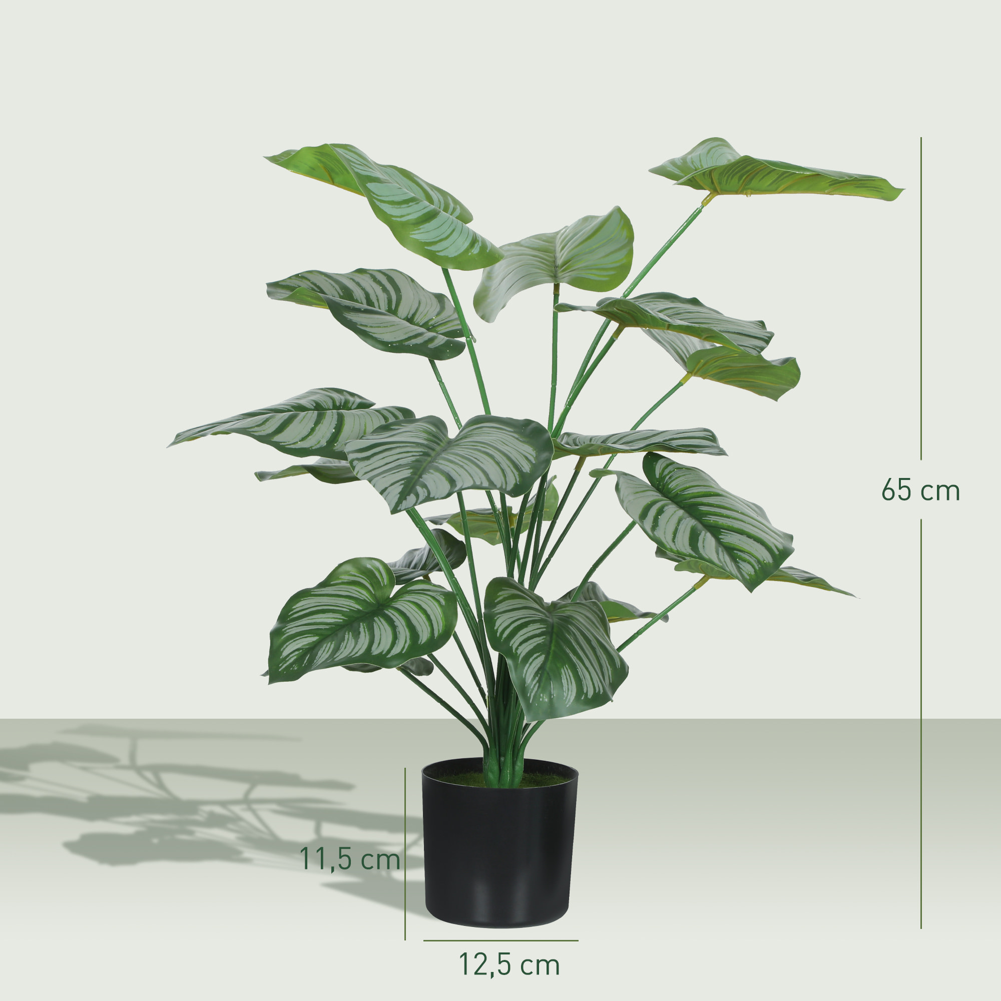 Conjunto de 2 Plantas Artificiales Decorativas 65 cm Plantas Artificiales con Maceta y Hojas para Interior Hogar Salón Oficina Verde