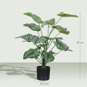 Conjunto de 2 Plantas Artificiales Decorativas 65 cm Plantas Artificiales con Maceta y Hojas para Interior Hogar Salón Oficina Verde
