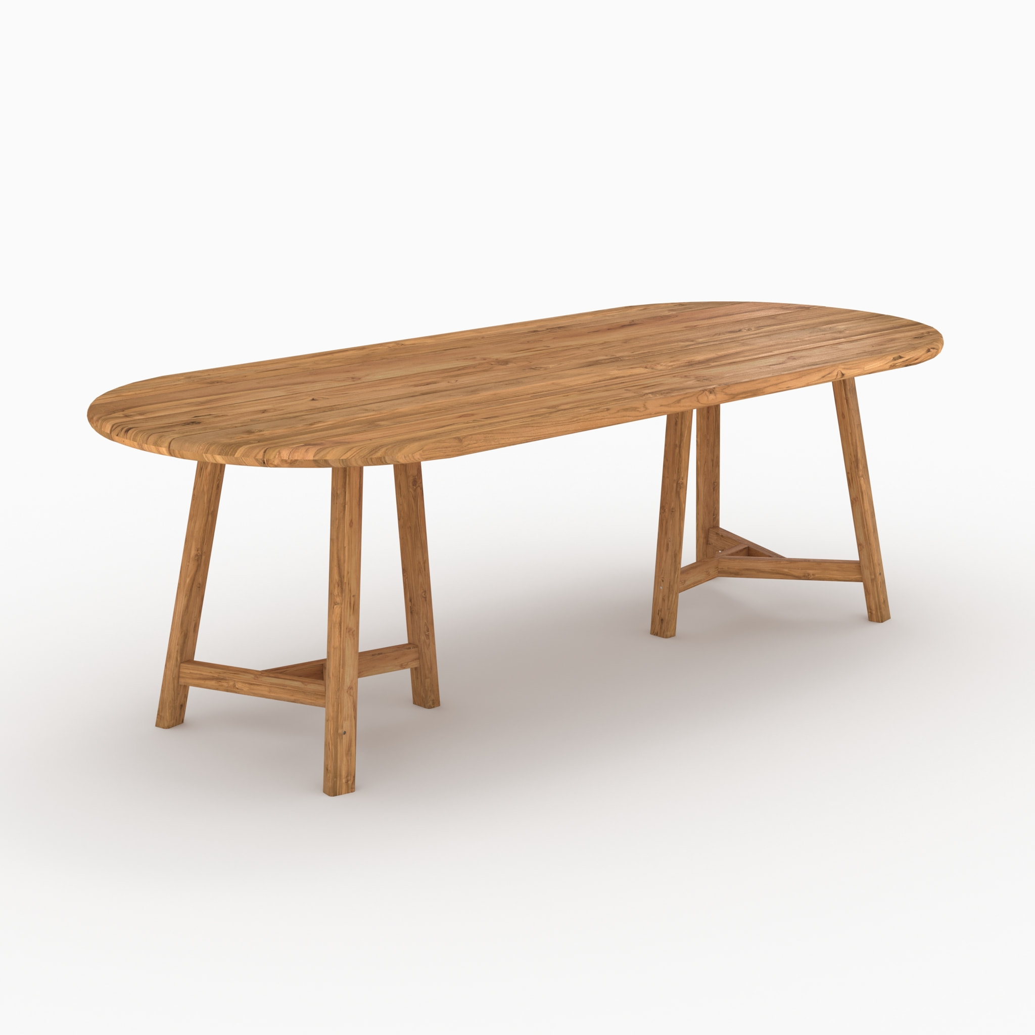 Table de jardin ovale en bois de teck recyclé 10 personnes - Bora