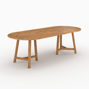 Table de jardin ovale en bois de teck recyclé 10 personnes - Bora