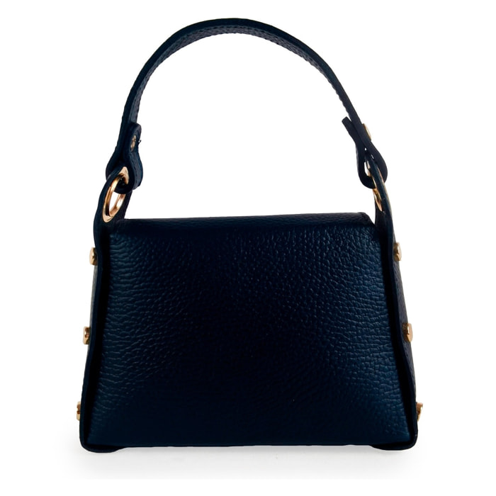 Borse Donna colore Blu-in pelle Made in Italy 17x12x6cm