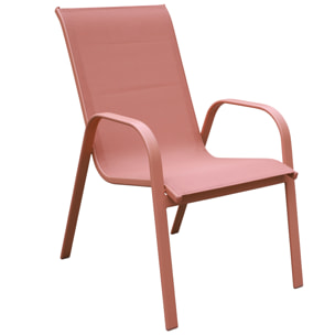 Lot de 8 chaises MARBELLA en textilène terracotta - aluminium terracotta