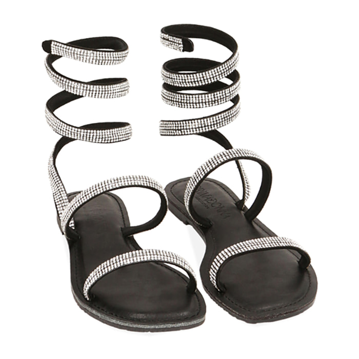 Sandalias negras con pedrería