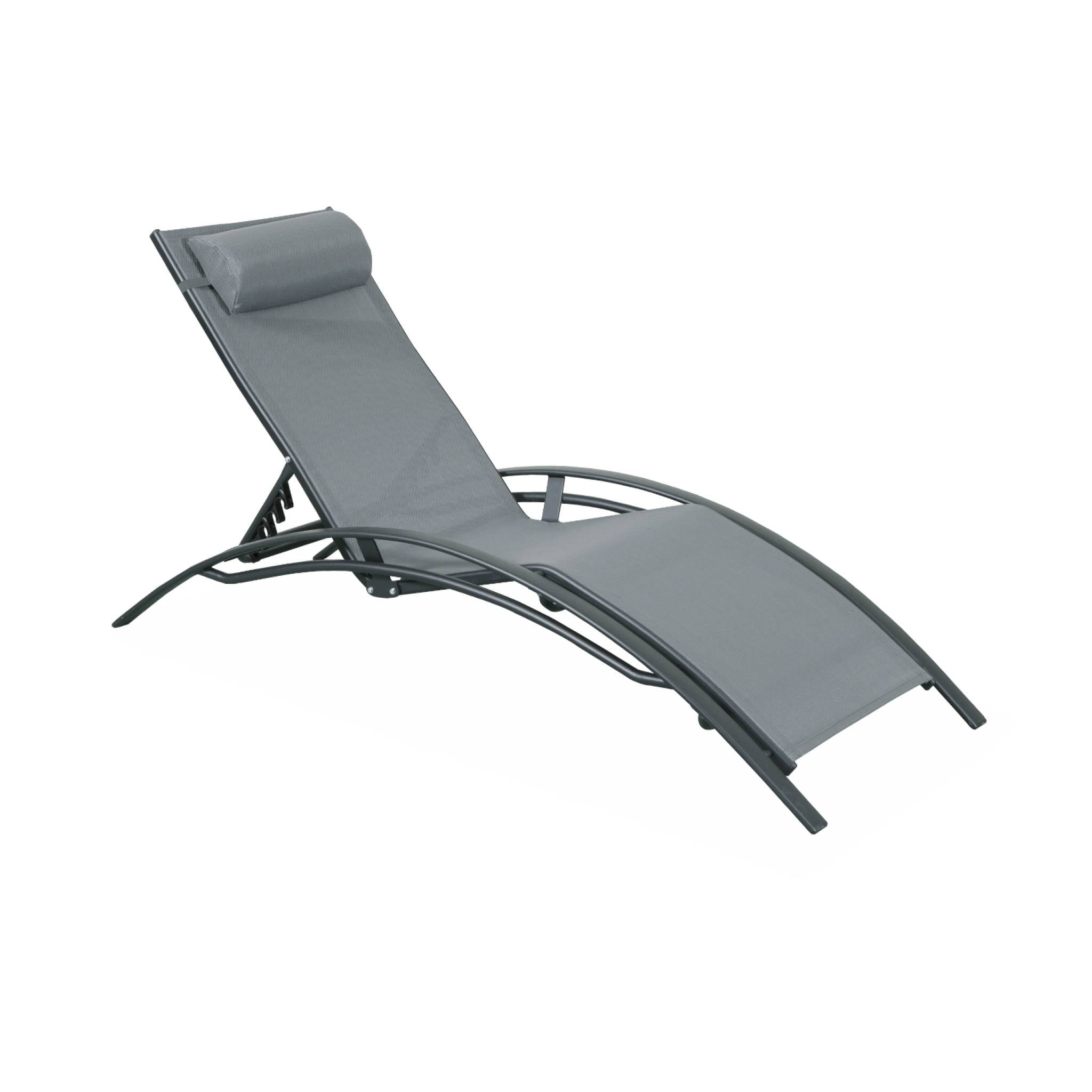 Duo de bains de soleil aluminium - Louisa Anthracite - Transats aluminium et textilène