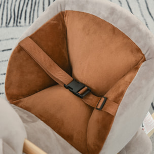Cheval à bascule jouet à bascule ourson fauteuil intégré ceinture de sécurité fonction sonore grognement gris marron