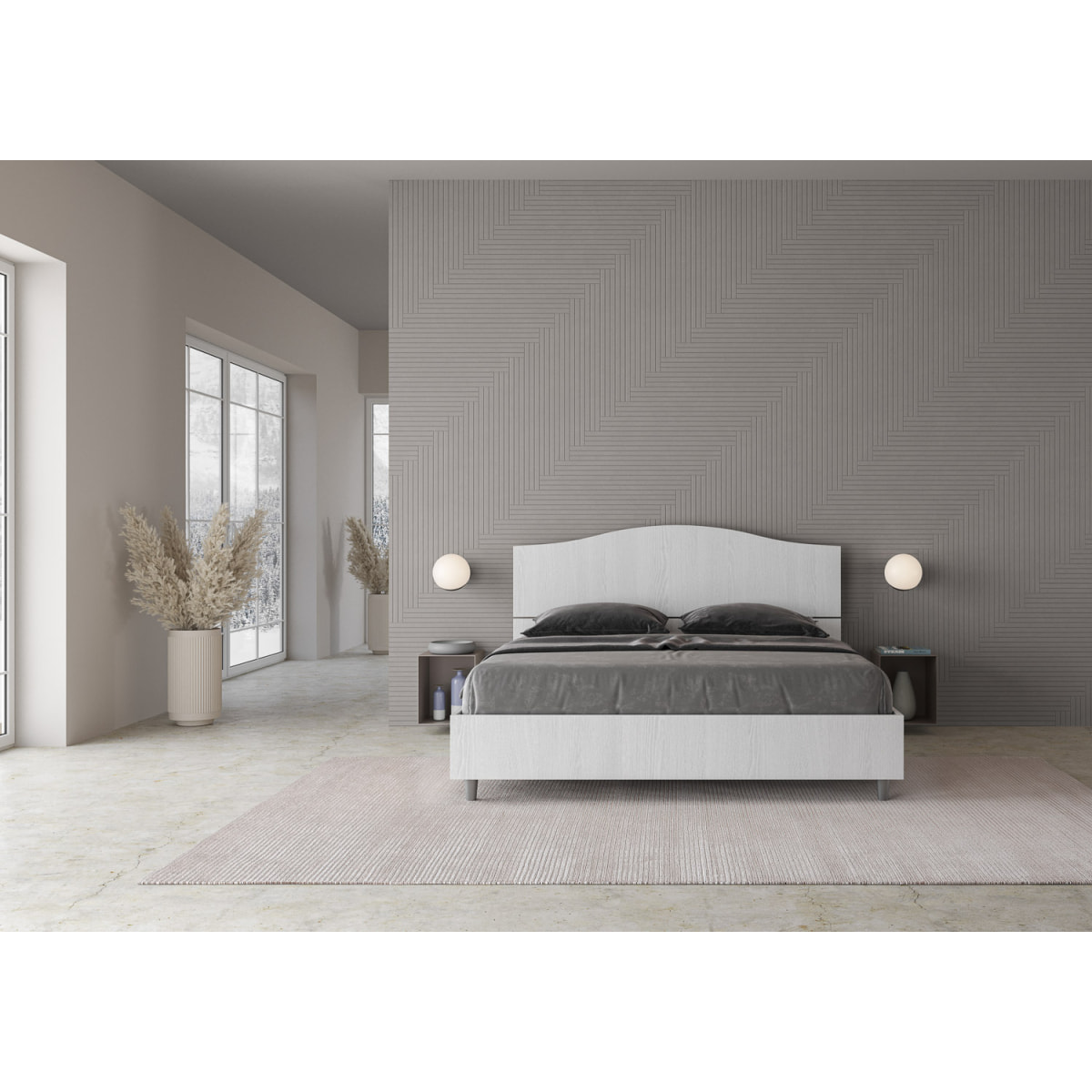 Letto con rete 160x200 bianco frassino Dores
