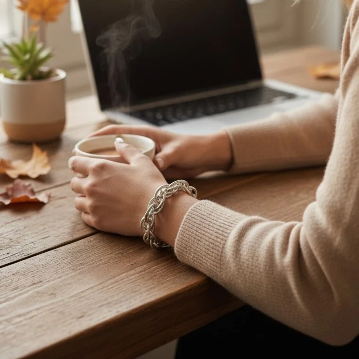 Pusera triple eslabón plata