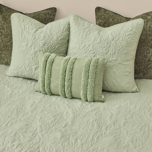 Colcha acolchada con motivos vegetales Rito color verde Poliéster