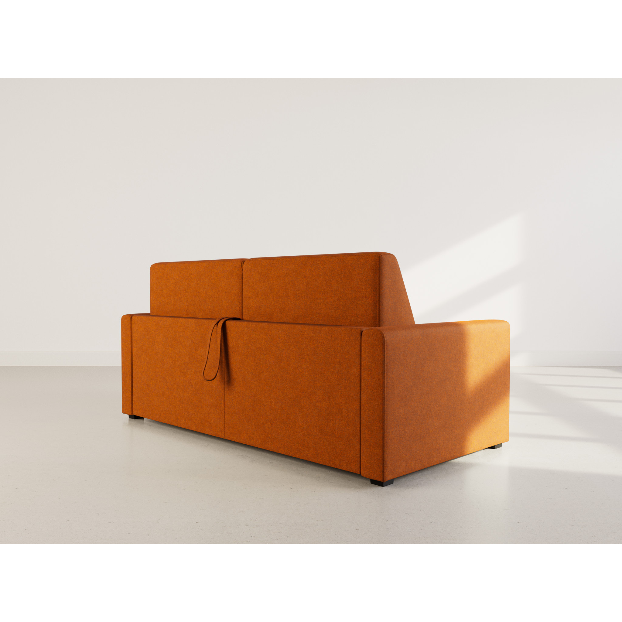 Julia - canapé lit 3 places convertible express couchage quotidien 140 cm matelas 18 cm en tissu - Rouille