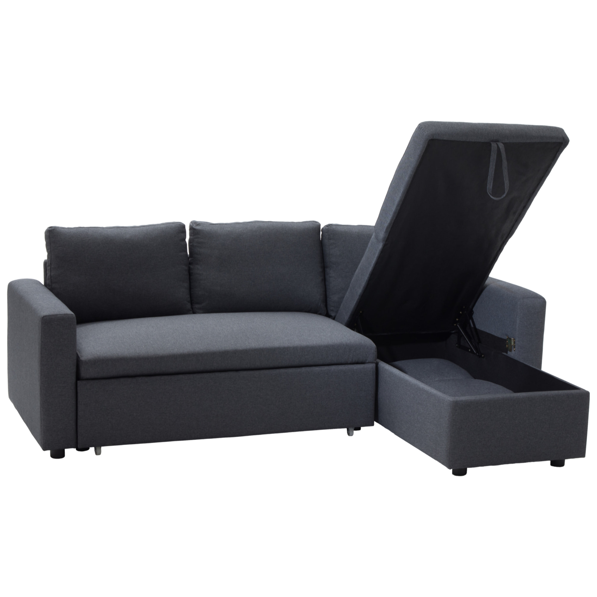 Canapé d'angle convertible CLARK 3 places gris chiné