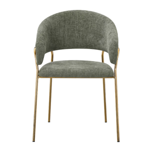 Set Da 4, Poltrona Artemisia Tess. Verde/Gambe Oro