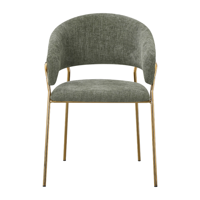 Set Da 4, Poltrona Artemisia Tess. Verde/Gambe Oro