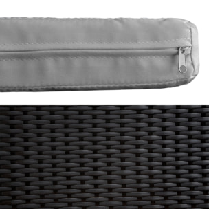 Salon de jardin CORFOU en résine tressée noire 4 places - coussins gris