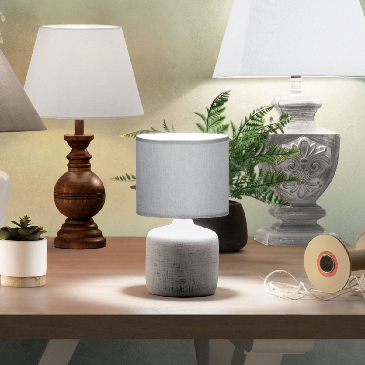 Lampe "Salta" céramique gris 26.5cm