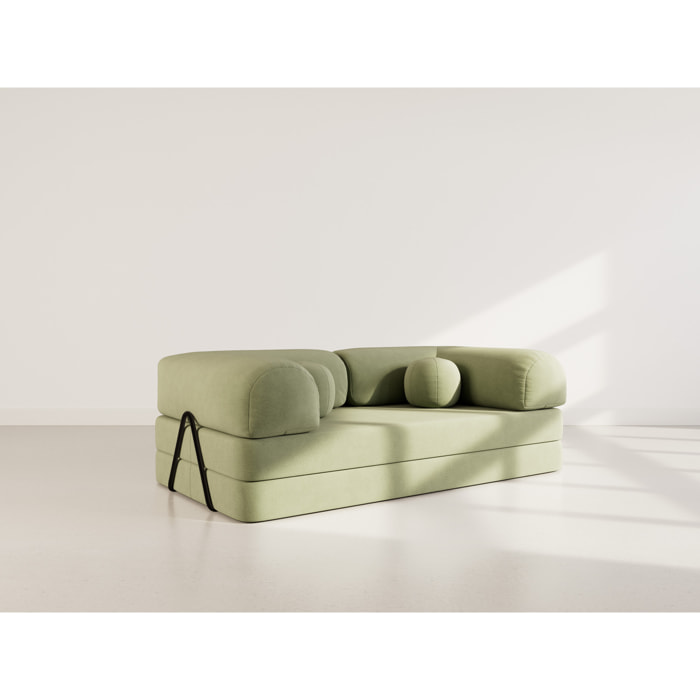 Nebula - Canapé 3 places convertible en velours texturé - Vert sauge